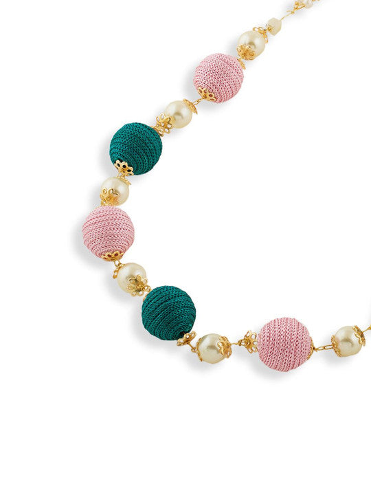 Pink and Green Beaded Neckalce – Pink Detail, S-Hook Closure