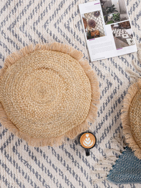 Textured Round Cushion Cover – Jute Cotton Blend