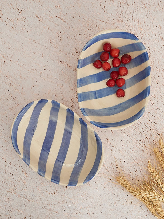 Lavendar Stripe Ceramic Bowl – Handpainted – Microwave & Dishwasher Safe – Single Pack