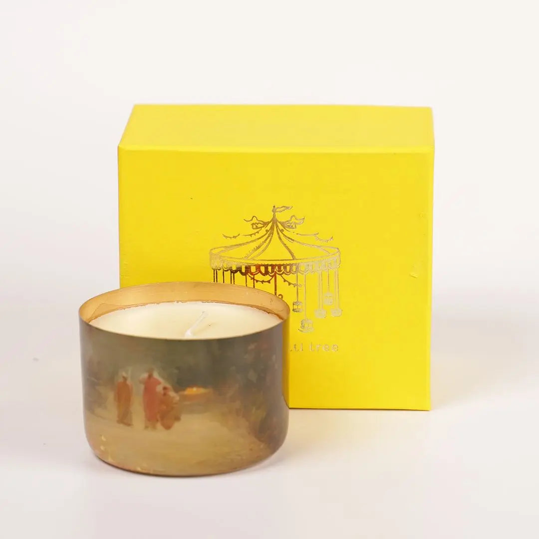 Luxury Brass Finish Soy Wax Candle – Handcrafted Decorative Jar Candle for Home & Festive Gifting