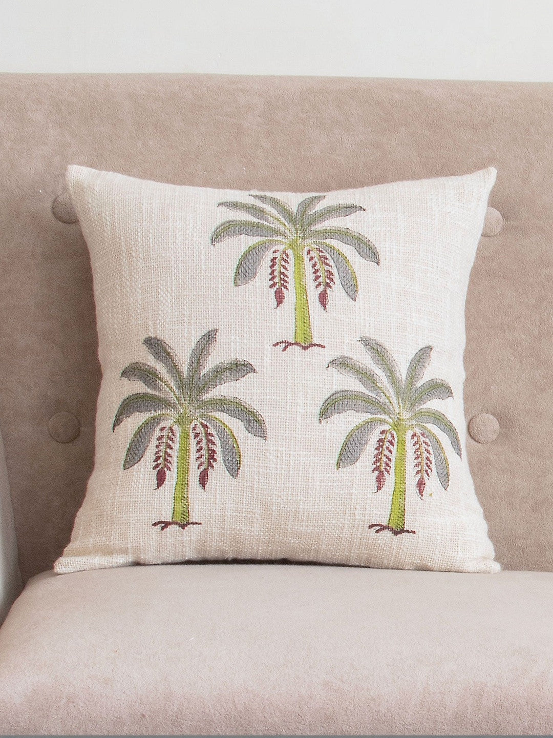 Set of 2 - Grey & Green Square Cushion Covers – Decorative Textiles – Durable Cotton