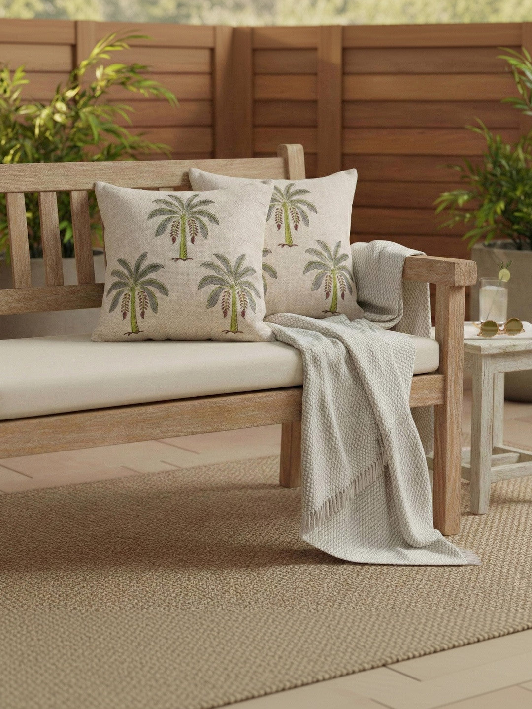 Set of 2 - Grey & Green Square Cushion Covers – Decorative Textiles – Durable Cotton