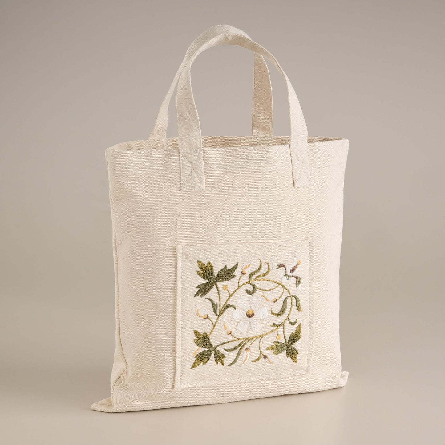 Tote Bag | Cotton Canvas Medallion Motif | Natural