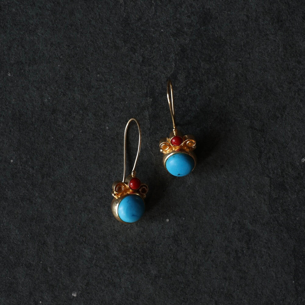 Coral + Turquoise Drop Earrings