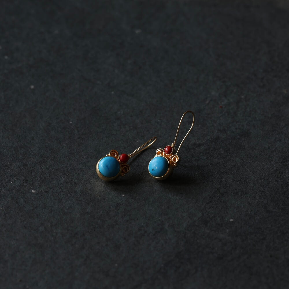 Coral + Turquoise Drop Earrings