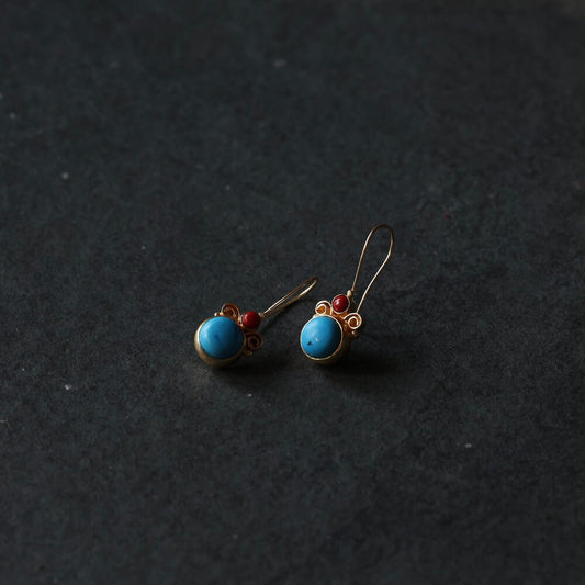 Coral + Turquoise Drop Earrings