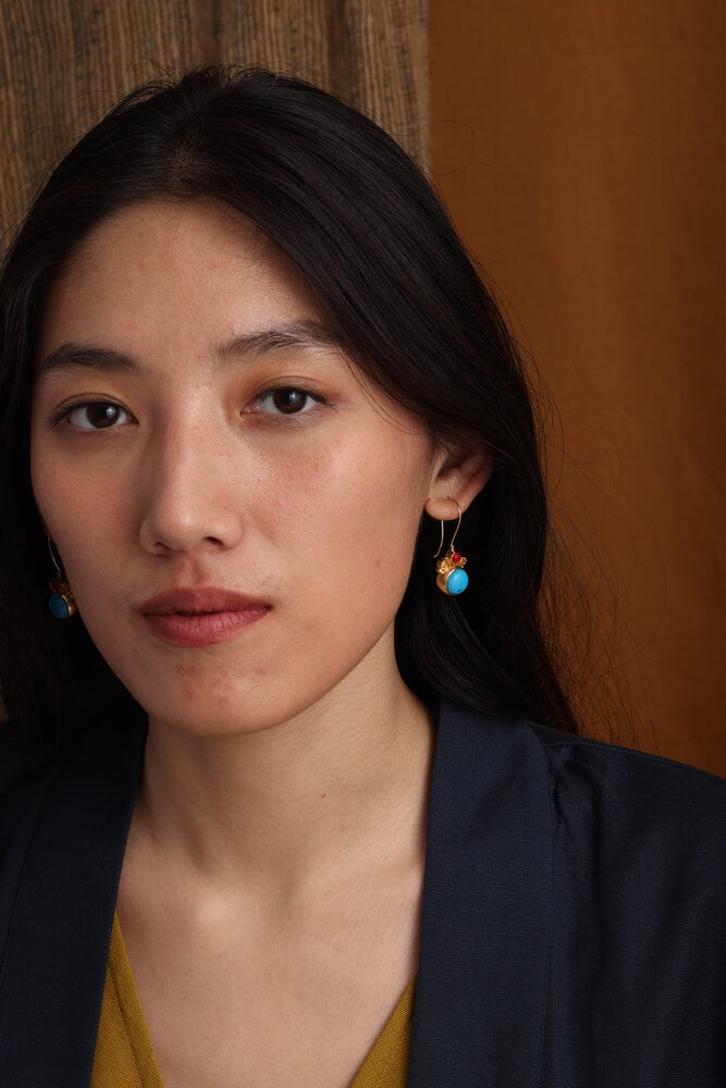 Coral + Turquoise Drop Earrings