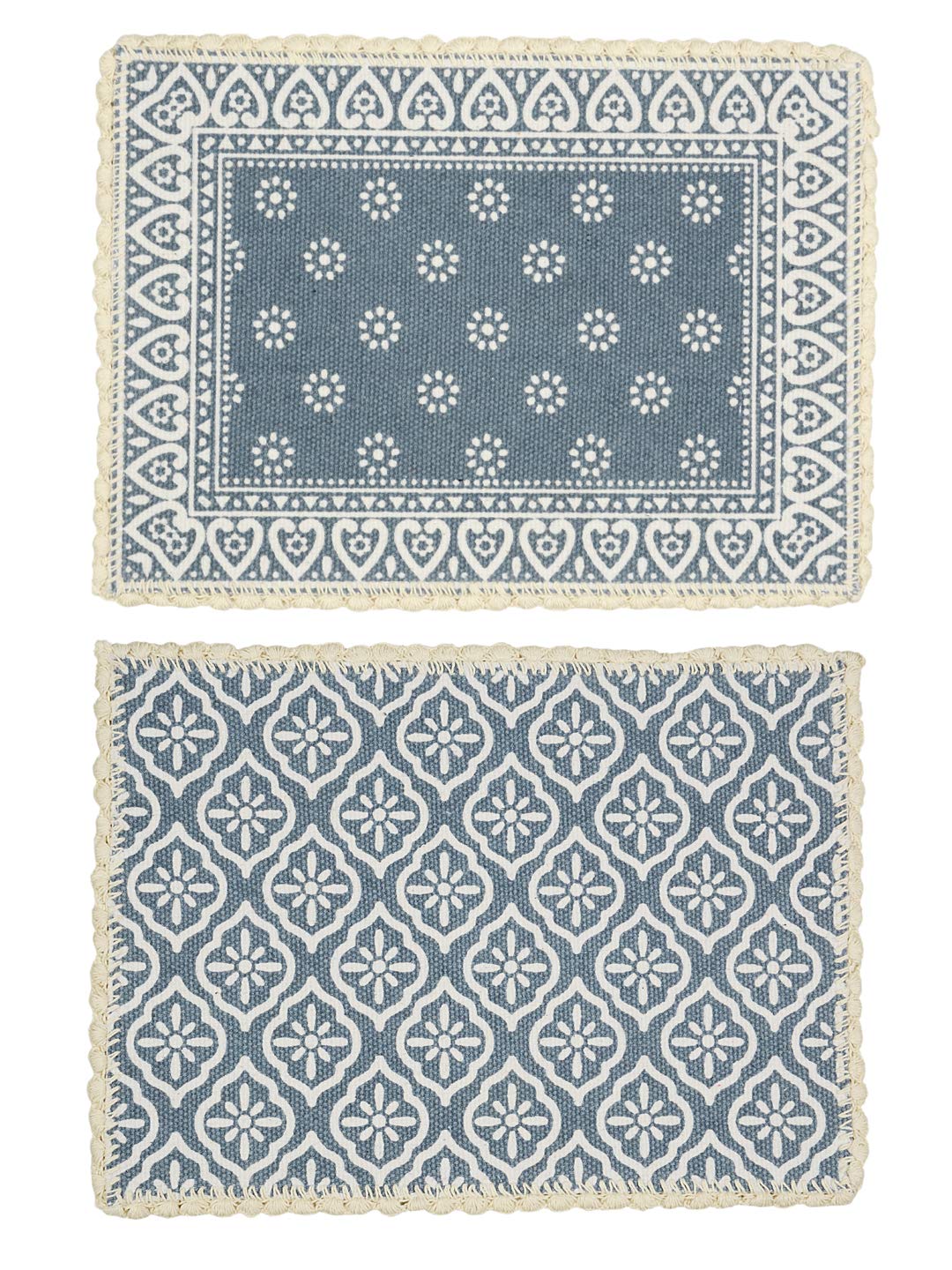 Jute Cotton Crochet Printed Round Antiskid Table Mats Placemats, Set of 4 (38x38cm) | Dining, Bedside, Coffee Table Decor