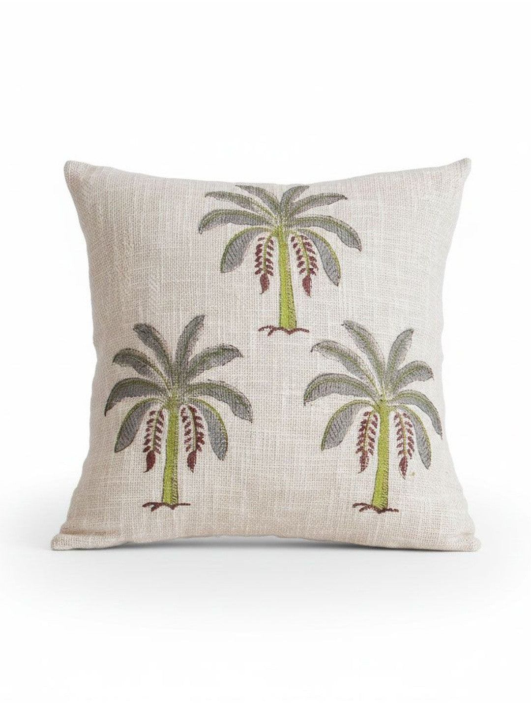 Set of 2 - Grey & Green Square Cushion Covers – Decorative Textiles – Durable Cotton