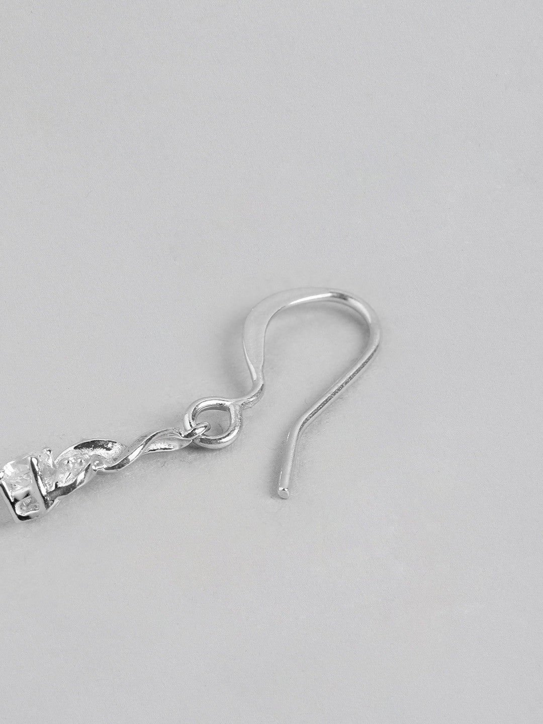 Dangling CZ Drop Earring – Sterling Silver Jewellery – Rhodium Plated – 1.5cm Length