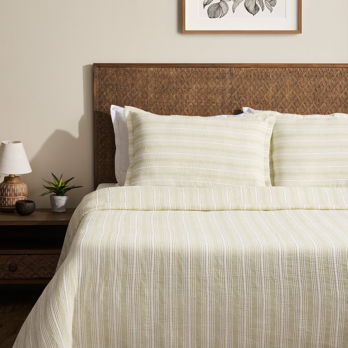 Bed Cover | Pin Rib Cotton | King & Queen, Set of 3