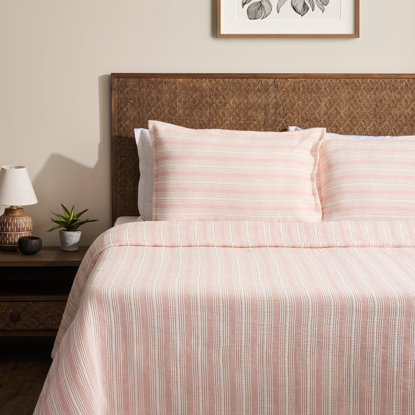Bed Cover | Pin Rib Cotton | King & Queen, Set of 3
