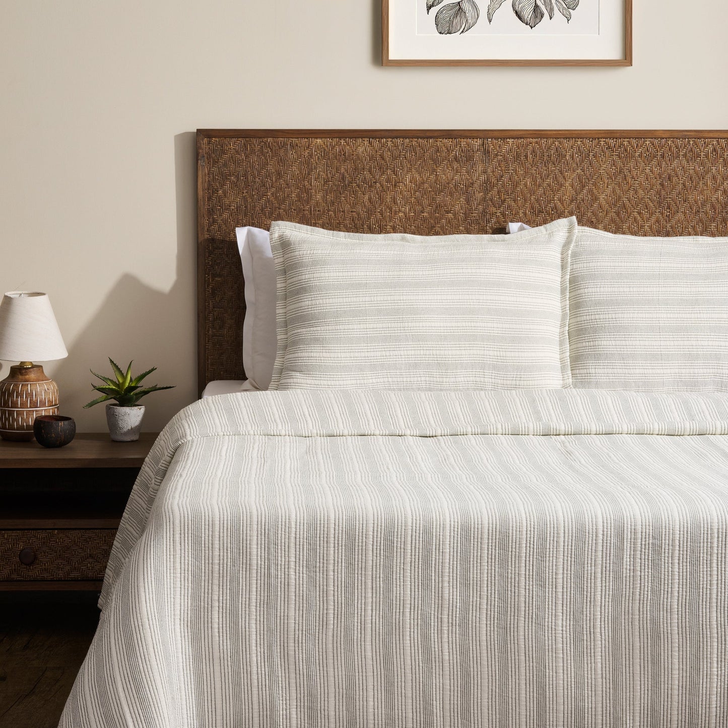 Bed Cover | Pin Rib Cotton | King & Queen, Set of 3