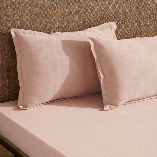 Bedsheet | Cotton Bamboo Chambray | Berry With 2 Pillow Shams