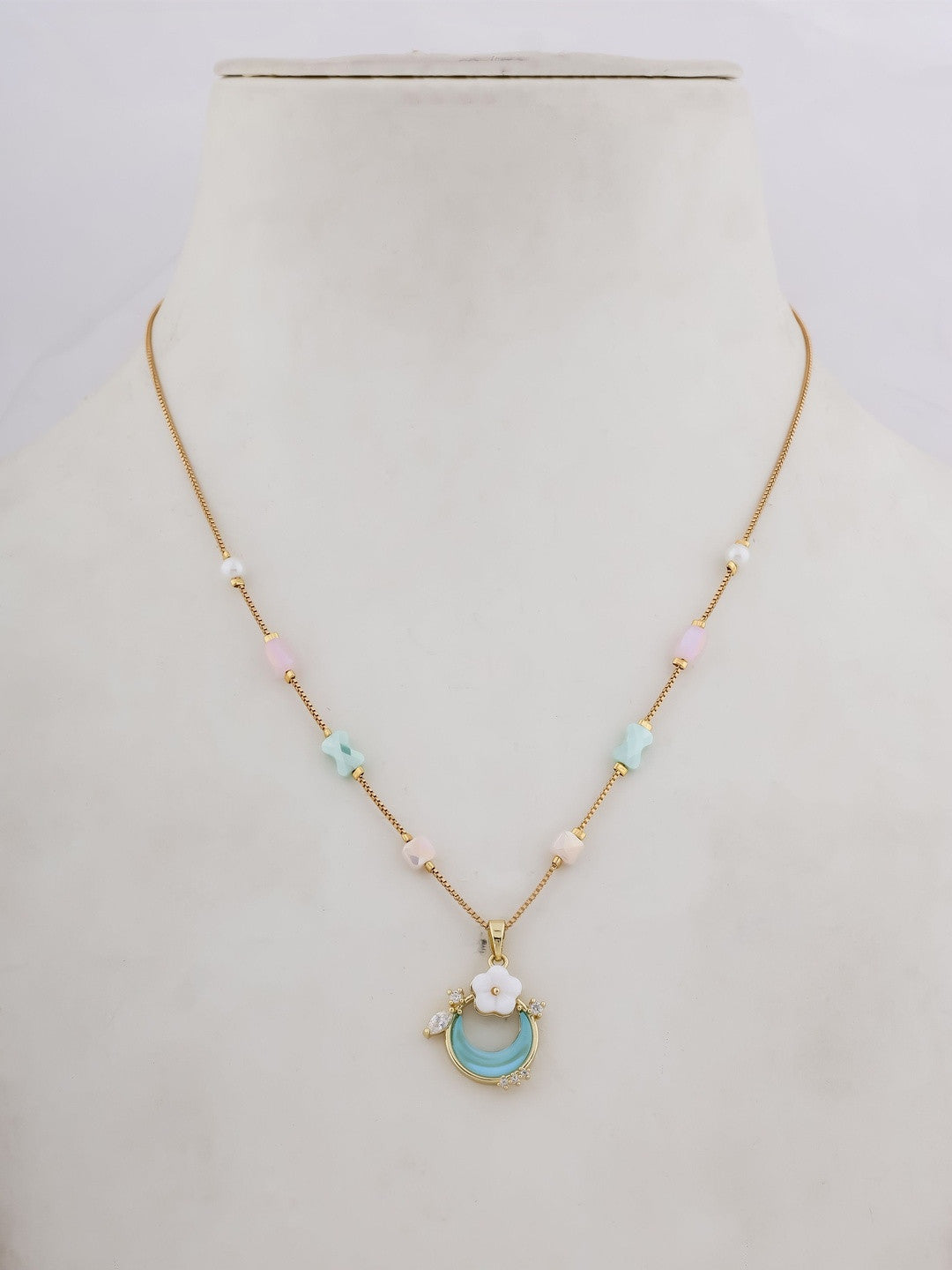 Gold-Plated Brass Necklace – Crystal Accent – Boutique Jewelry