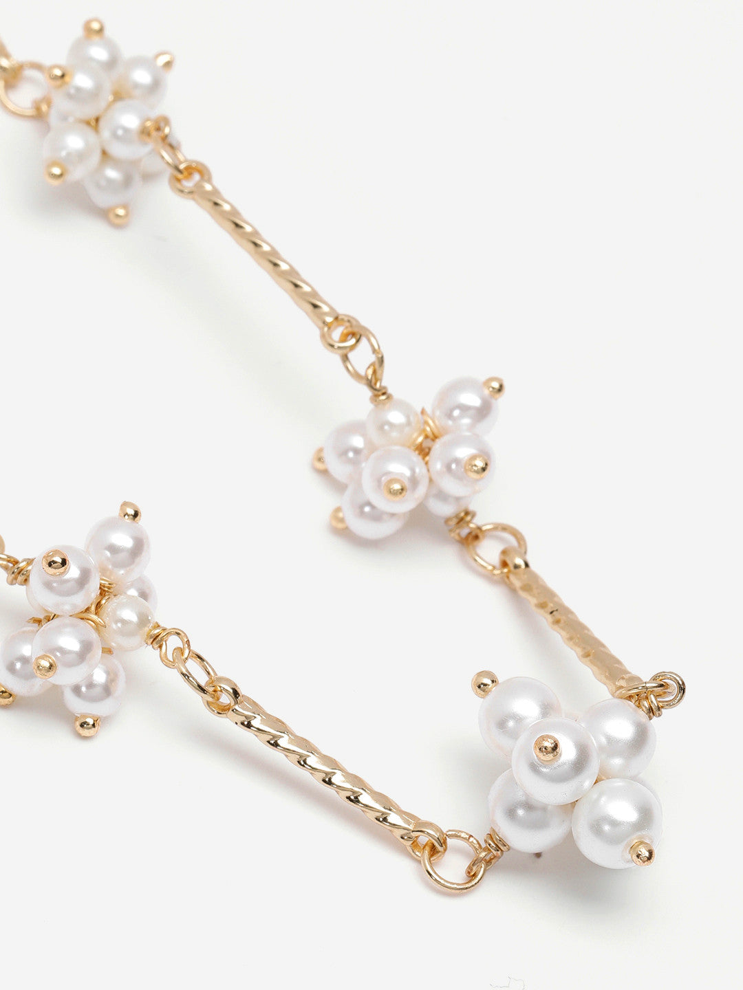 Pearl Bar Statement Necklace – Gold Plated Jewellery – Metal & Artificial Pearl – 40cm Length