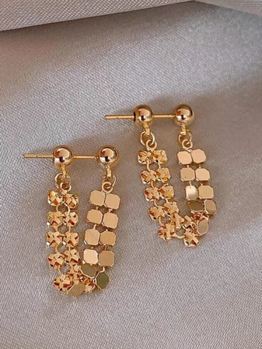 Abstract Form Fashion Earrings – Gold-Tone Finish – Post Back Closure