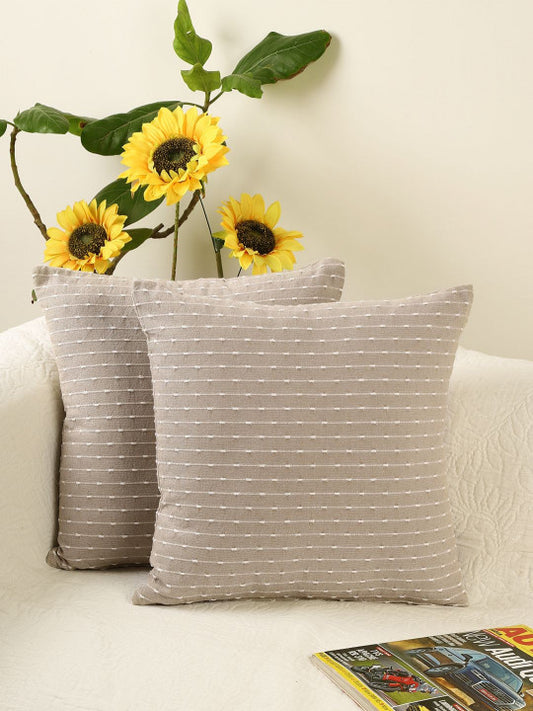 Set of 2 - Geometric Accent Pillow Covers – Interior Decor Textiles – Durable Cotton Fabric – Square