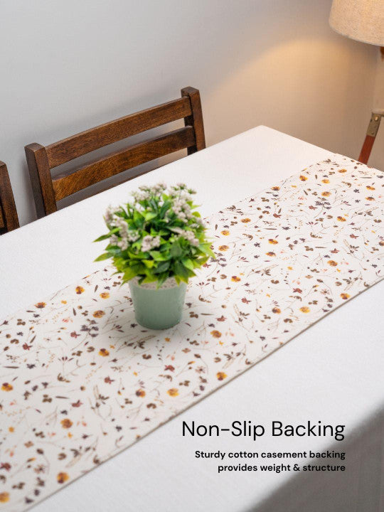Table Runner – Cotton-Linen Blend – Digital Botanical Print – Dual-Layer Construction