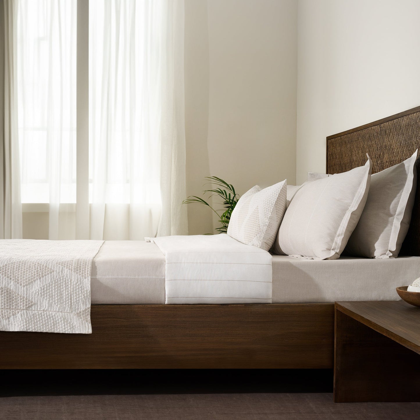 Bed Set | Cotton Linen Jacquard Diamond | King, 8 Piece Set