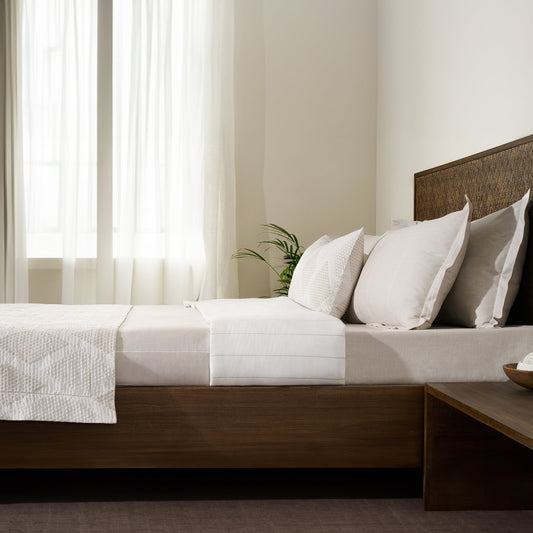 Bed Set | Cotton Linen Jacquard Diamond | King, 8 Piece Set