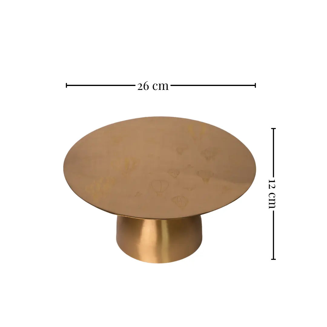 Pure Brass Cake Stand – Laser-Etched Hot Air Balloon Design | Luxury Dessert Stand for Parties, Weddings & Festive Serving
