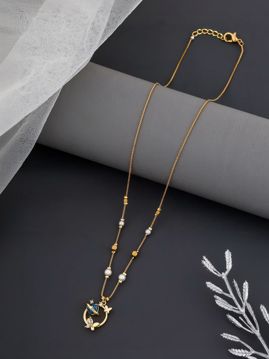 Brass Gold-Plated Necklace – Fashion Jewellery – Crystal Embellished