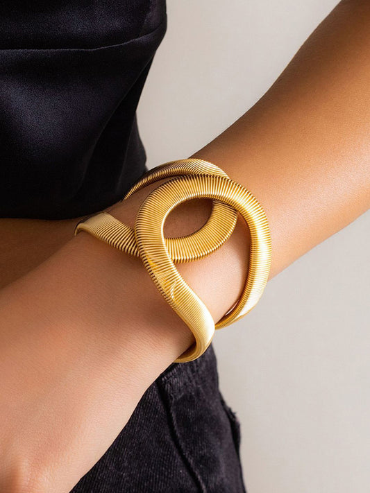 Gold Plated Cuff Bracelet – Fashion Accessory – Alloy, Screw Closure – Single Unit