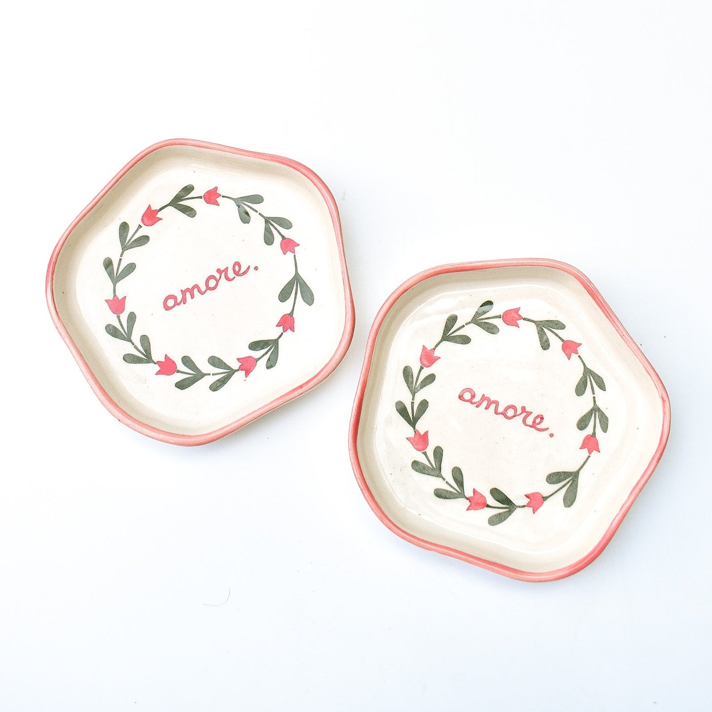 Serving Plate | Ceramic Hand-painted Flowers | Set of 2