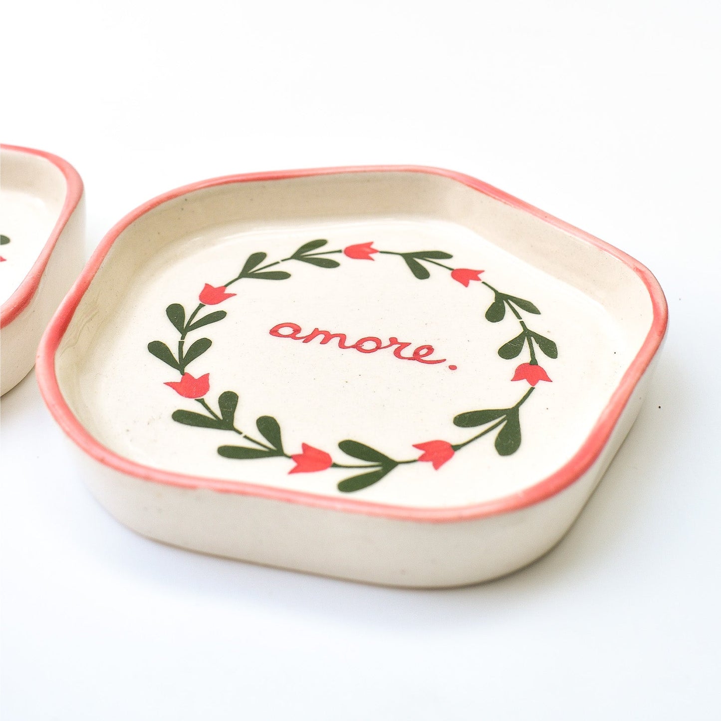 Serving Plate | Ceramic Hand-painted Flowers | Set of 2
