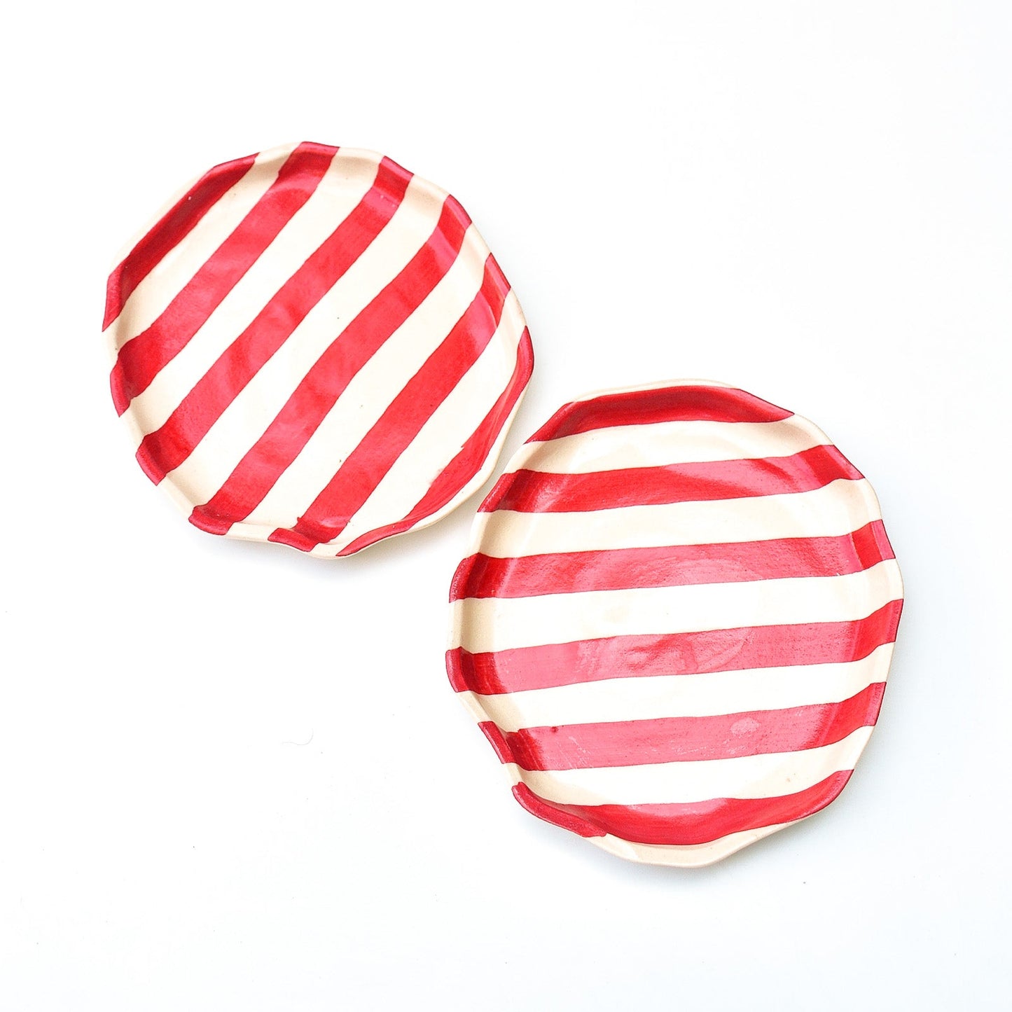 Serving Plate | Ceramic Red Stripe | Set of 2, 5 Inches