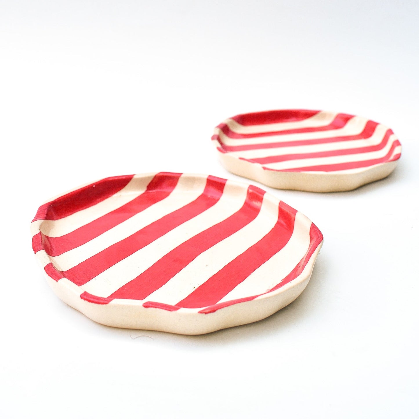 Serving Plate | Ceramic Red Stripe | Set of 2, 5 Inches