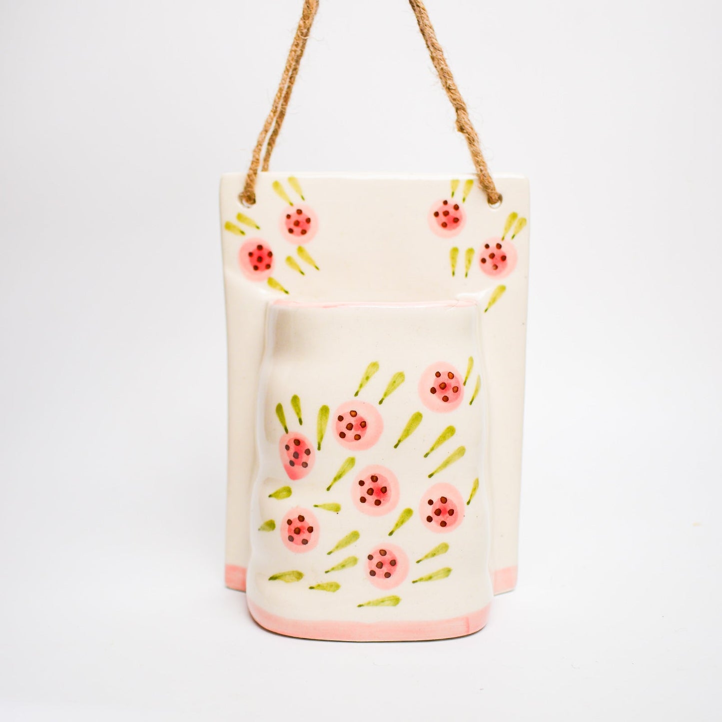 Planter | Ceramic  Hand-painted Round Roses Print