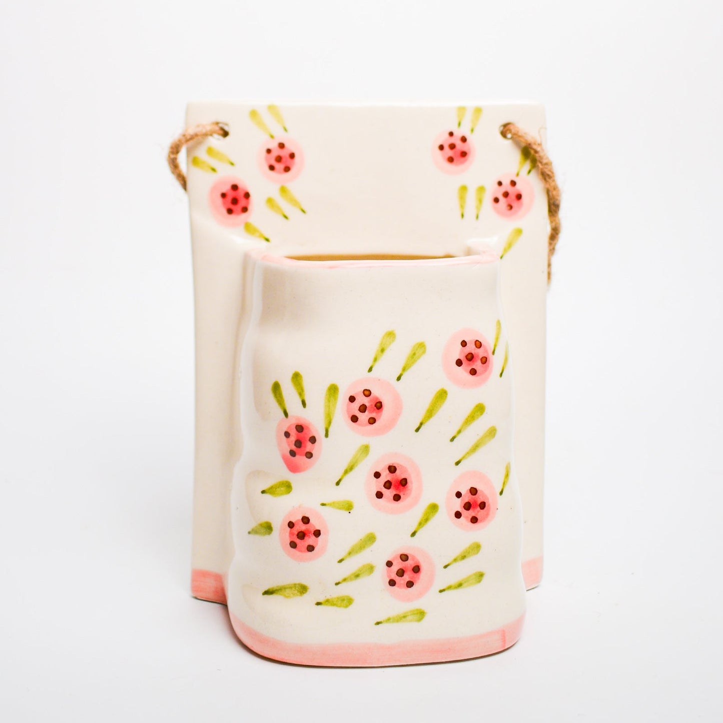 Planter | Ceramic  Hand-painted Round Roses Print