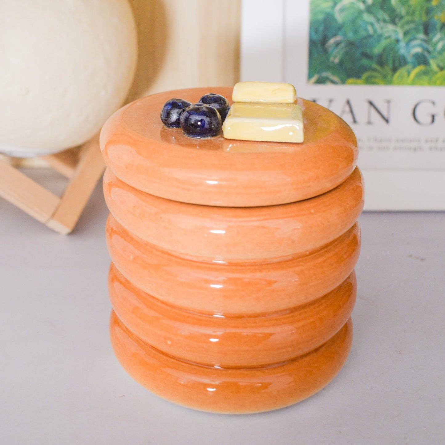 Storage Jar | Ceramic Sculpted Pancake Stack