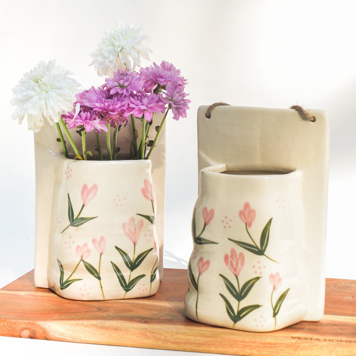 Planter | Ceramic  Hand-painted Tulip Print