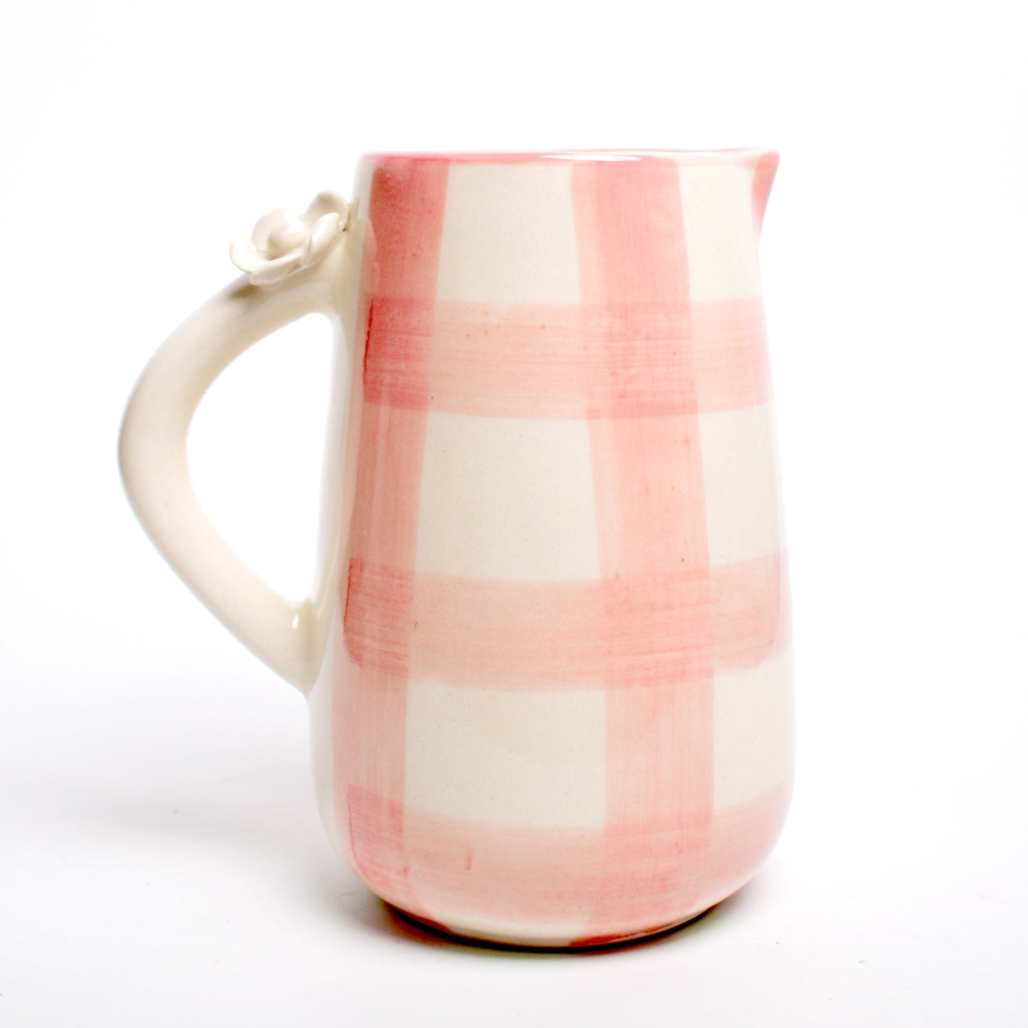 Jug | Ceramic Hand-painted Daisy Check | 800ml Pink