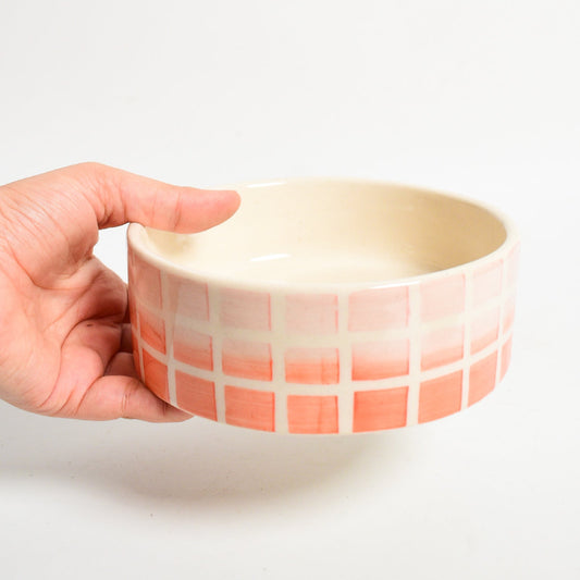 Serving Bowl | Hand-painted Ceramic Checked Ombre | 5 Inch