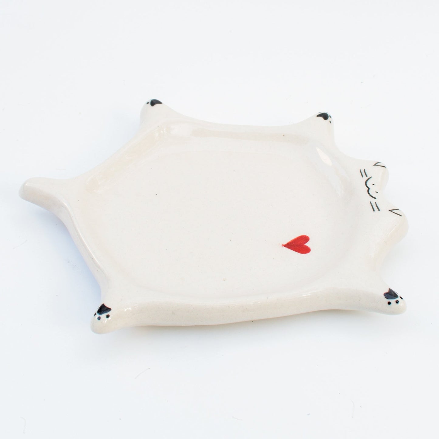 Serving Plate | Ceramic Hand-sculpted Cat Shape | White Cat Design
