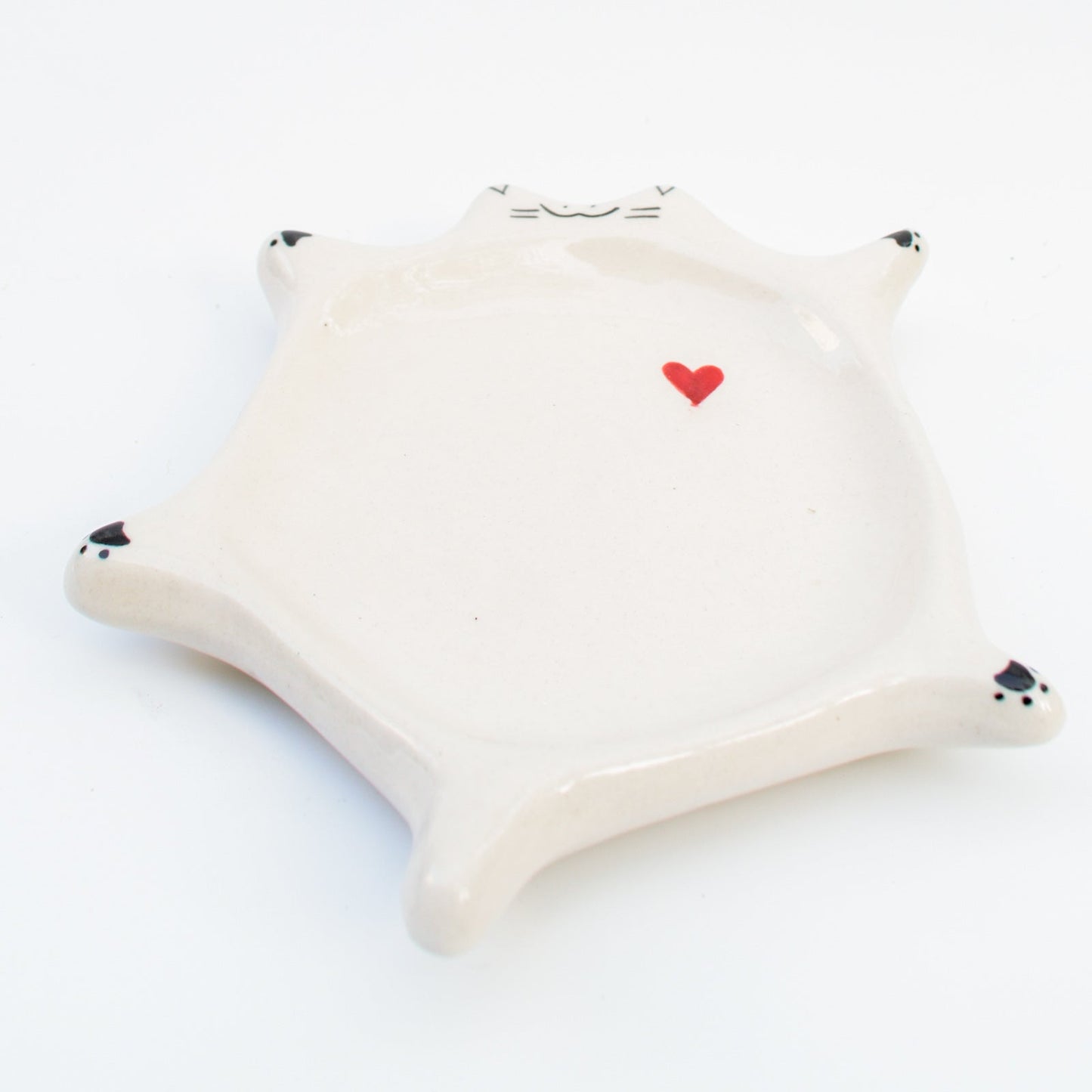 Serving Plate | Ceramic Hand-sculpted Cat Shape | White Cat Design