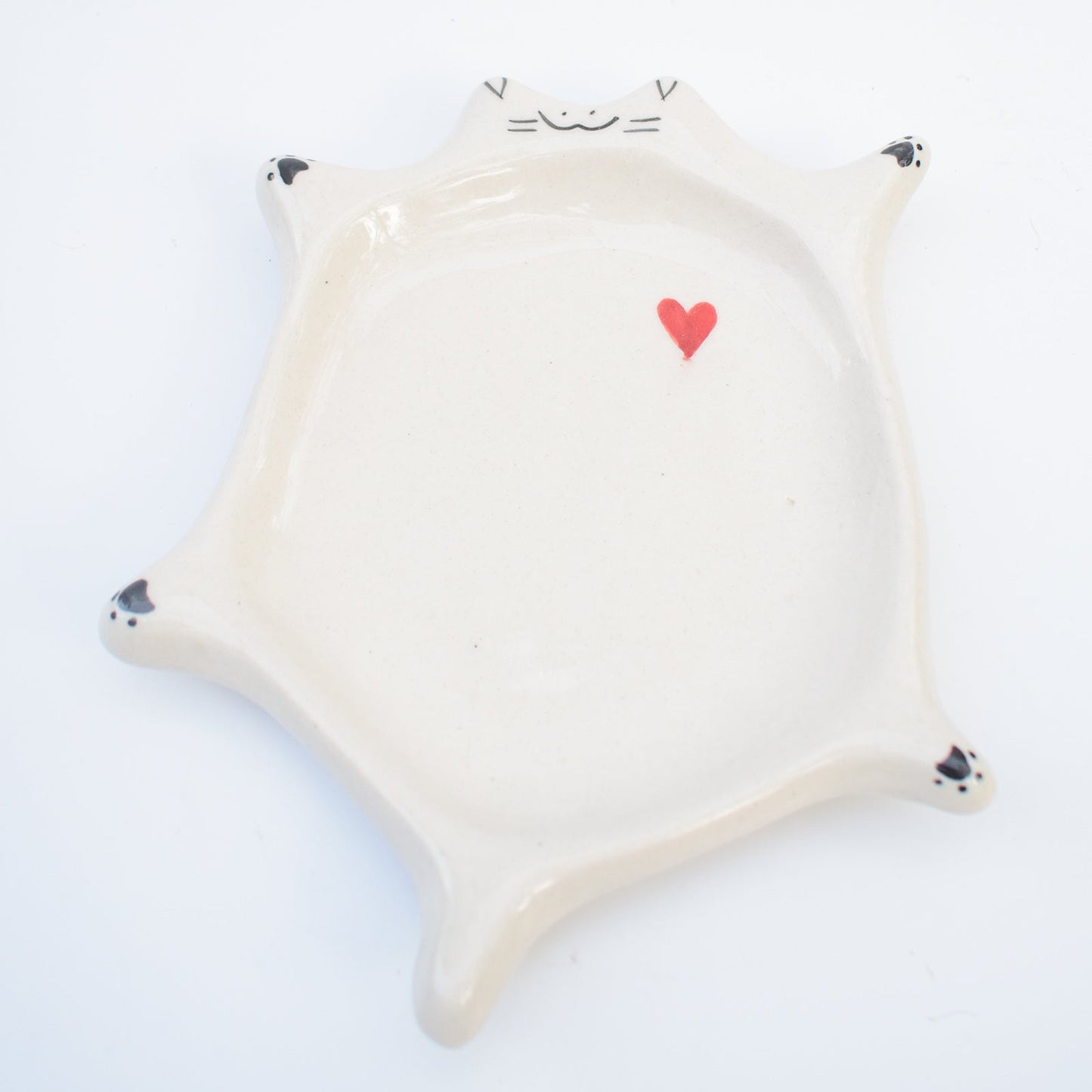 Serving Plate | Ceramic Hand-sculpted Cat Shape | White Cat Design