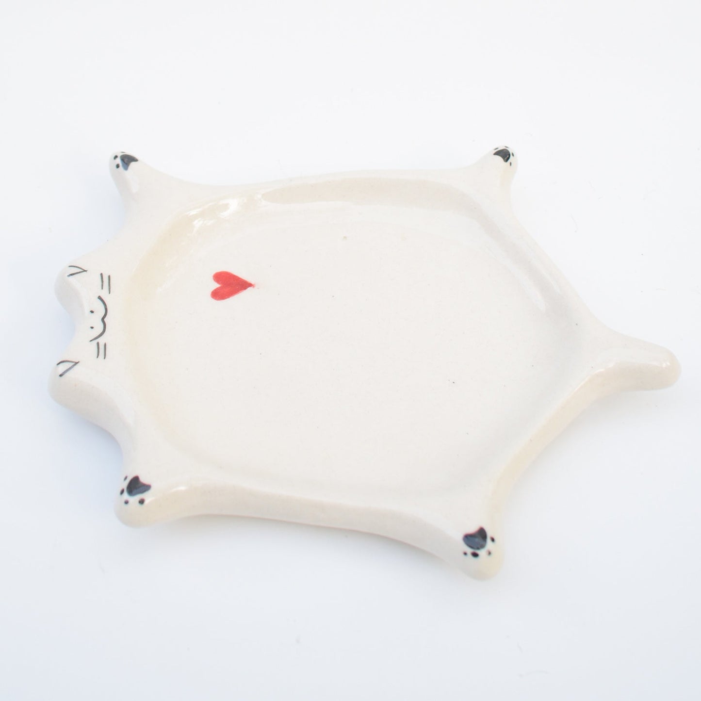 Serving Plate | Ceramic Hand-sculpted Cat Shape | White Cat Design