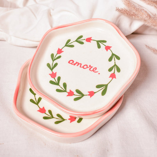 Serving Plate | Ceramic Hand-painted Flowers | Set of 2
