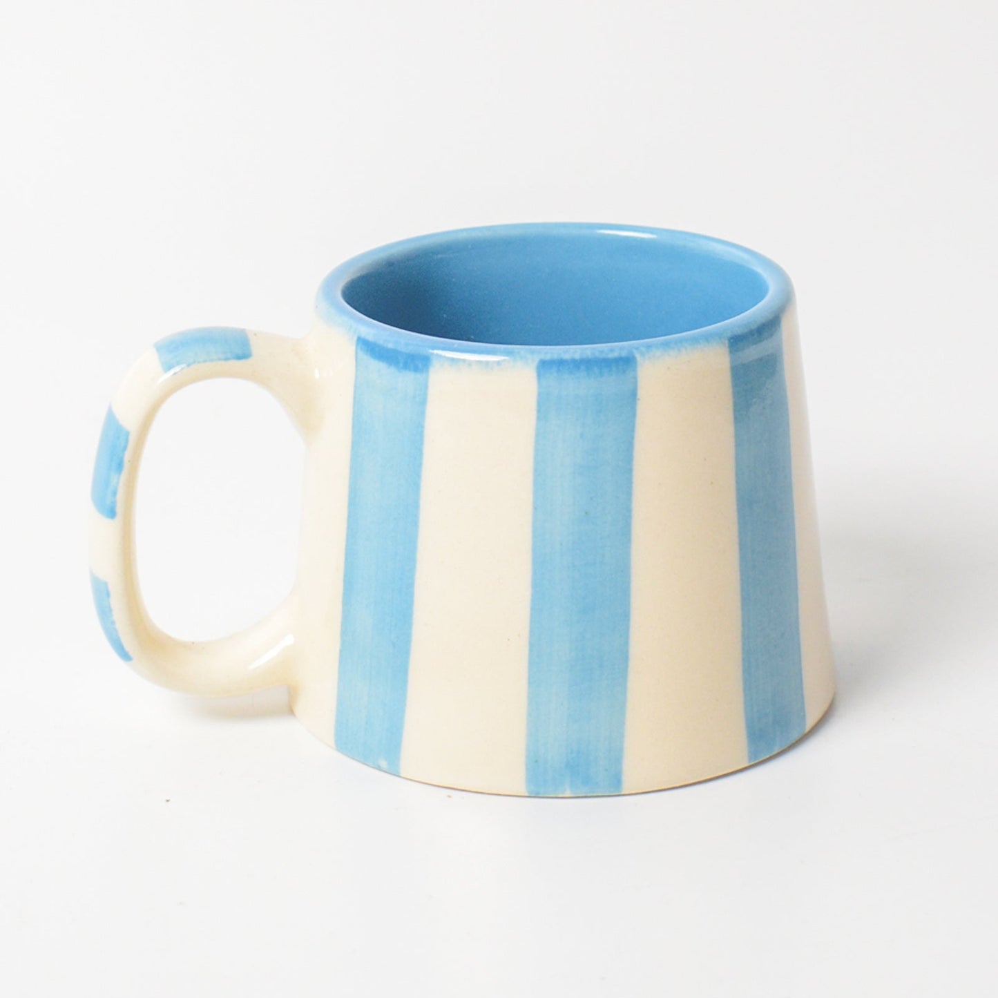 Mug | Hand-painted Vertical Stripes | Light Blue