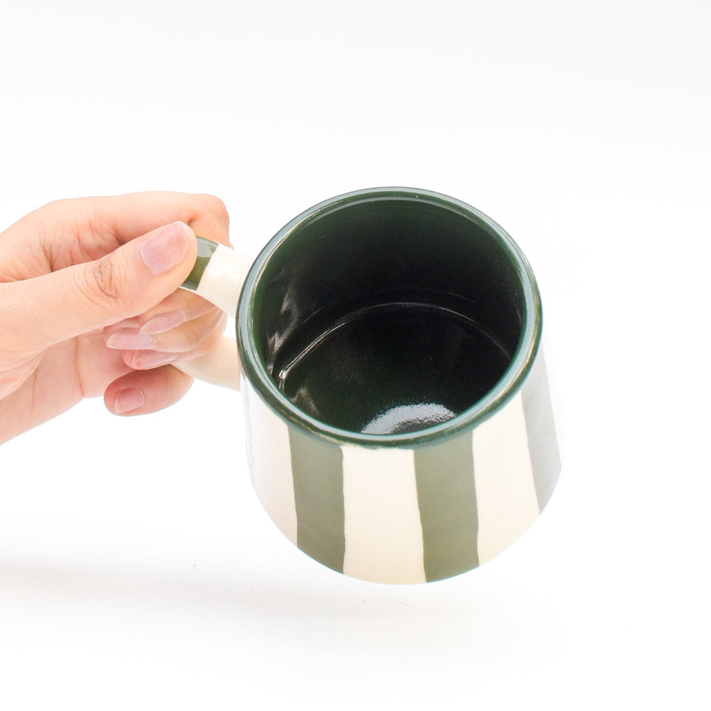 Mug | Hand-finished Ceramic Stripes | Olive