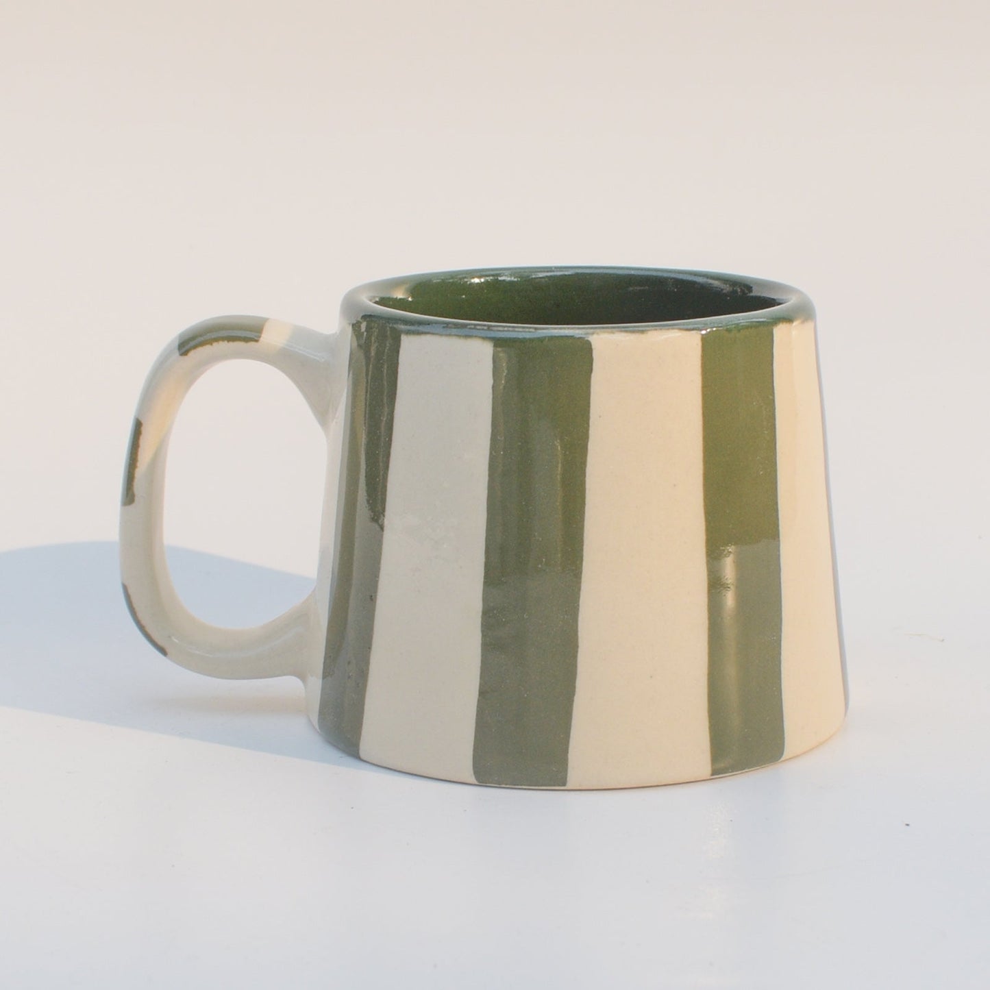 Mug | Hand-finished Ceramic Stripes | Olive