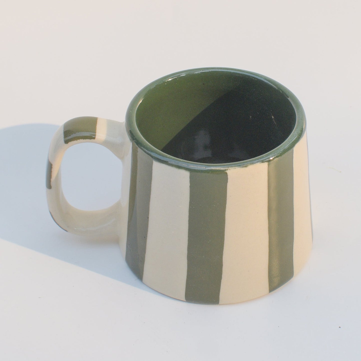 Mug | Hand-finished Ceramic Stripes | Olive