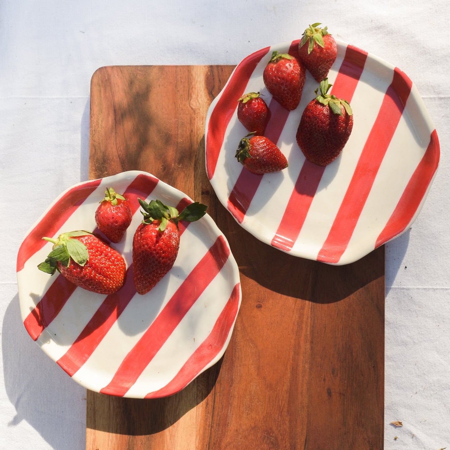 Serving Plate | Ceramic Red Stripe | Set of 2, 5 Inches