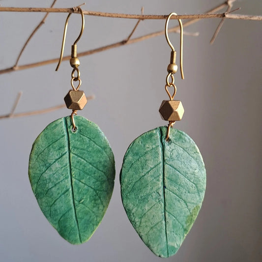 Rose Green Leaf Earring