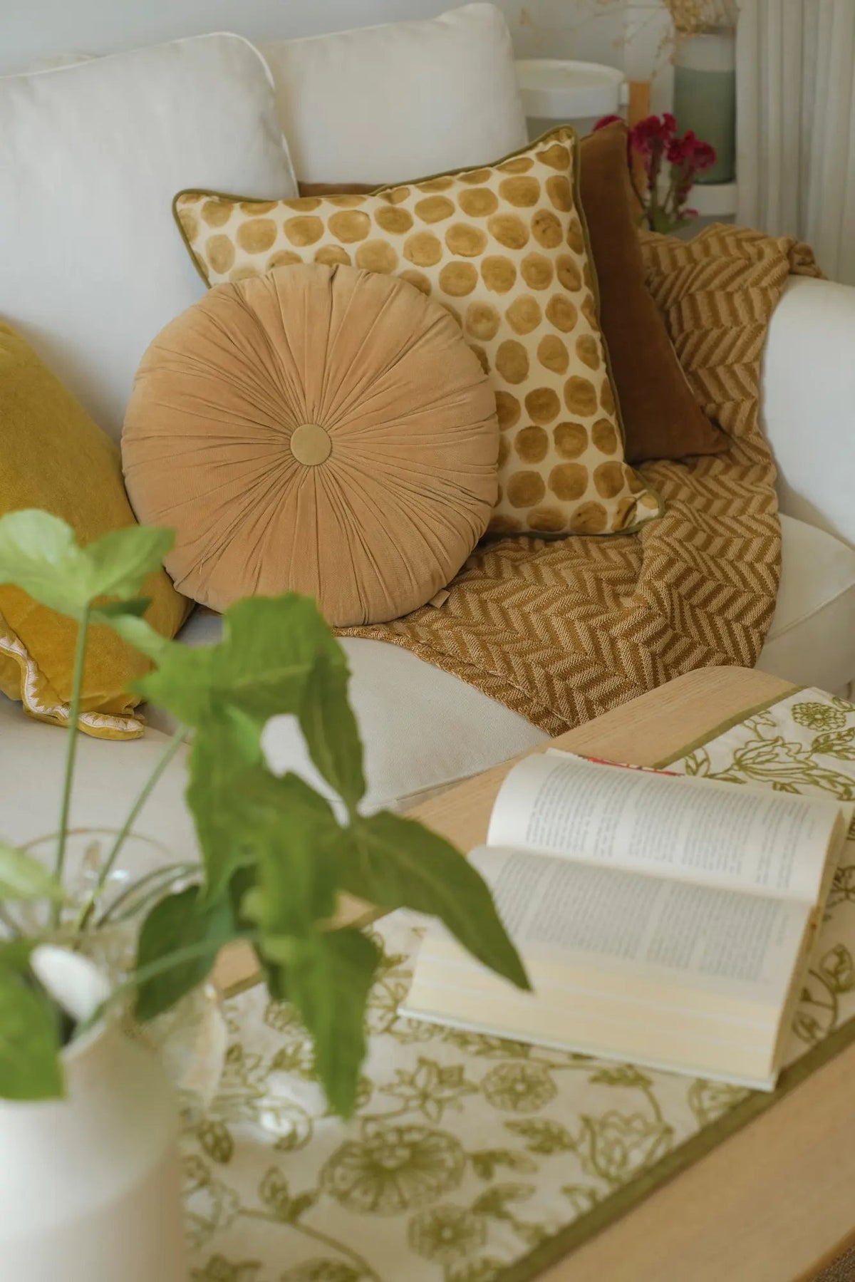 Polka Dot Olive Velvet Cushion Cover SanctuaryLiving